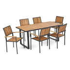 Ensemble de salle à manger d'extérieur 6 places en bois d'acacia Ageman par Christopher Knight Home - N/A