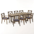 Ensemble de salle à manger d'extérieur extensible 9 pièces en bois d'acacia Belasera par Christopher Knight Home