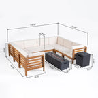 Ensemble de canapé d'angle extérieur 10 pièces en bois d'acacia en U avec foyer Malawi de Christopher Knight Home
