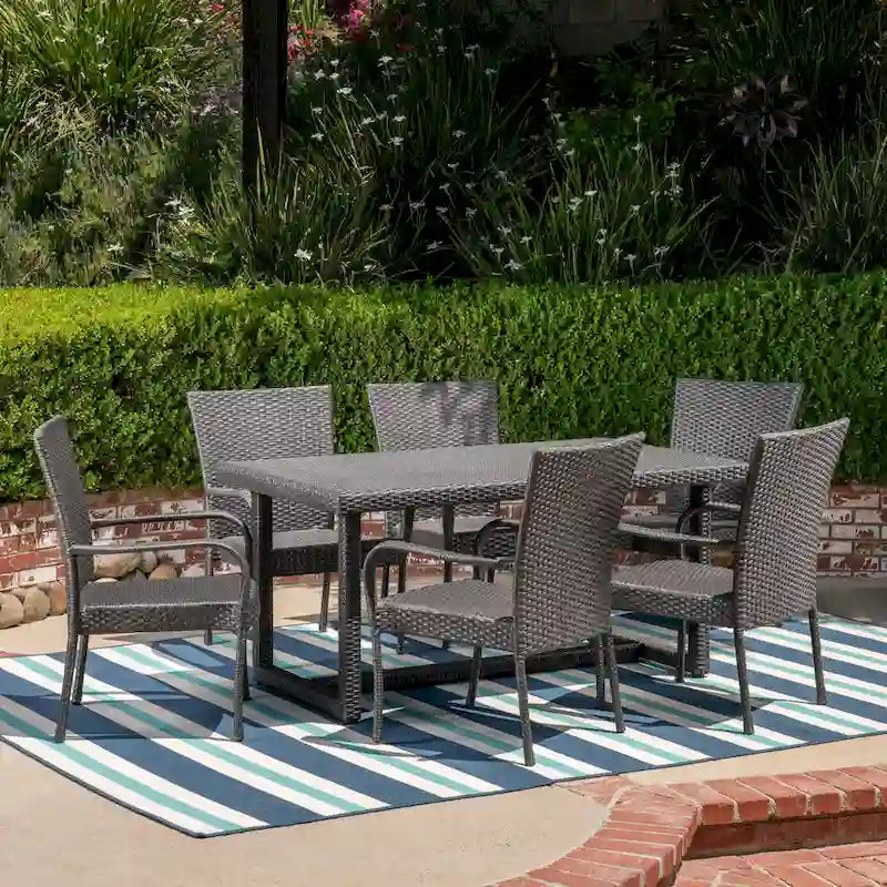 Ensemble de salle à manger en osier 7 pièces Melville Outdoor par Christopher Knight Home