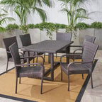 Ensemble de salle à manger en osier 7 pièces Melville Outdoor par Christopher Knight Home