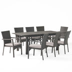 Ensemble de salle à manger extensible Davenport de 9 pièces en bois et osier par Christopher Knight Home