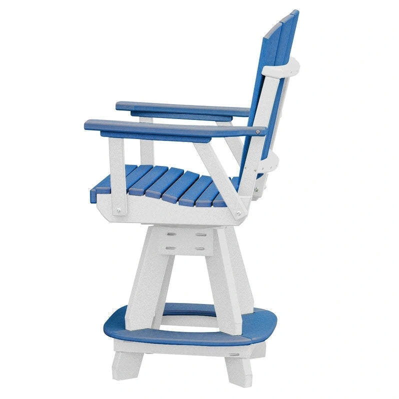 Ensemble de salle à manger rond 5 pièces hauteur comptoir OS Home and Office en bleu sur base blanche