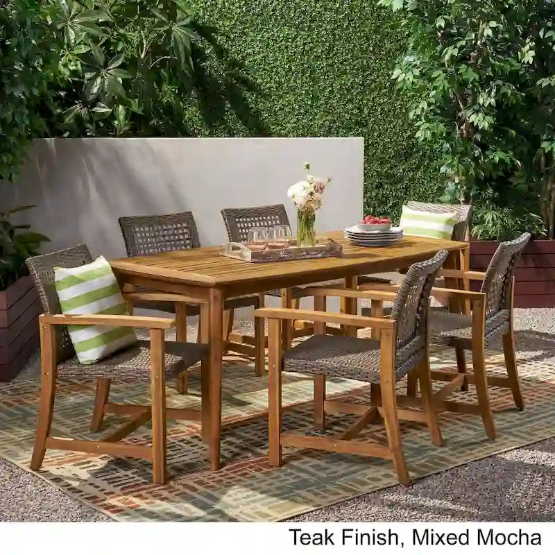 Ensemble de salle à manger d'extérieur 6 places en bois d'acacia Botsford par Christopher Knight Home