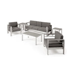 Ensemble de conversation en aluminium 5 places d'extérieur Cape Coral avec 2 tables d'appoint par Christopher Knight Home