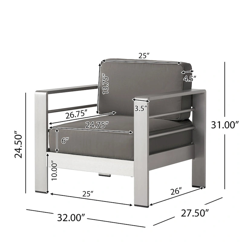 Ensemble de conversation en aluminium 5 places d'extérieur Cape Coral avec 2 tables d'appoint par Christopher Knight Home