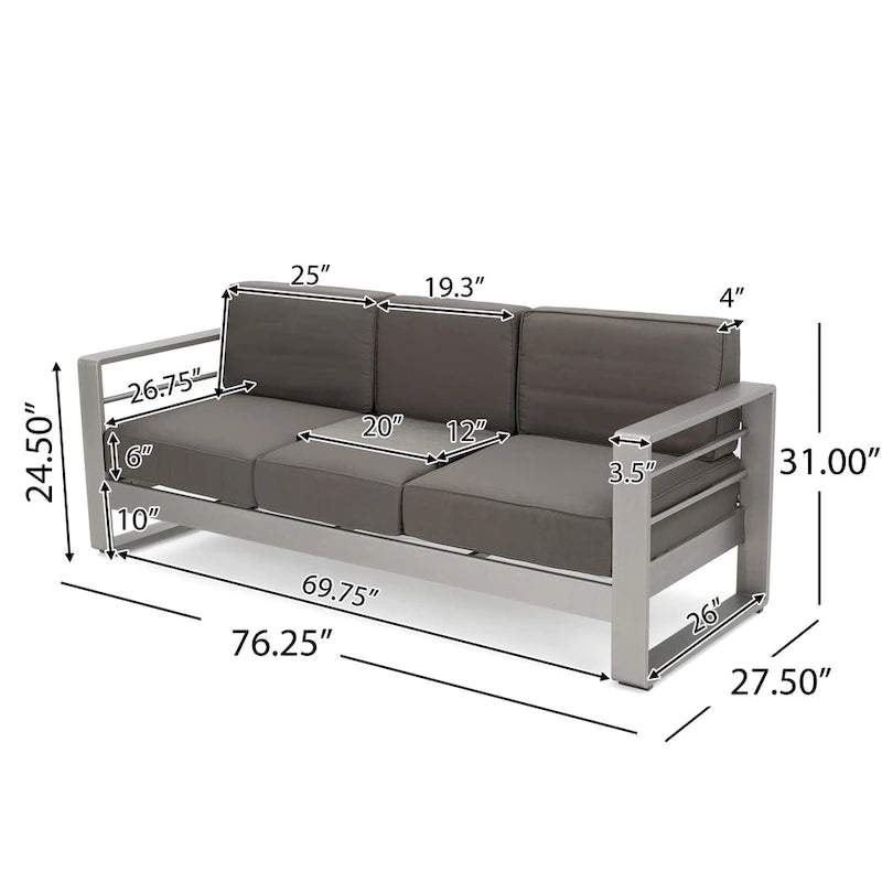 Ensemble de conversation en aluminium 5 places d'extérieur Cape Coral avec 2 tables d'appoint par Christopher Knight Home