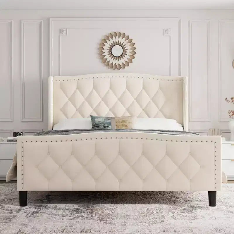 Bed Frame with 4 Storage Drawers and Headboard