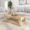 Plank+Beam 48 Modern Rectangular Coffee Table with Shelf, Solid Wood Table with Storage