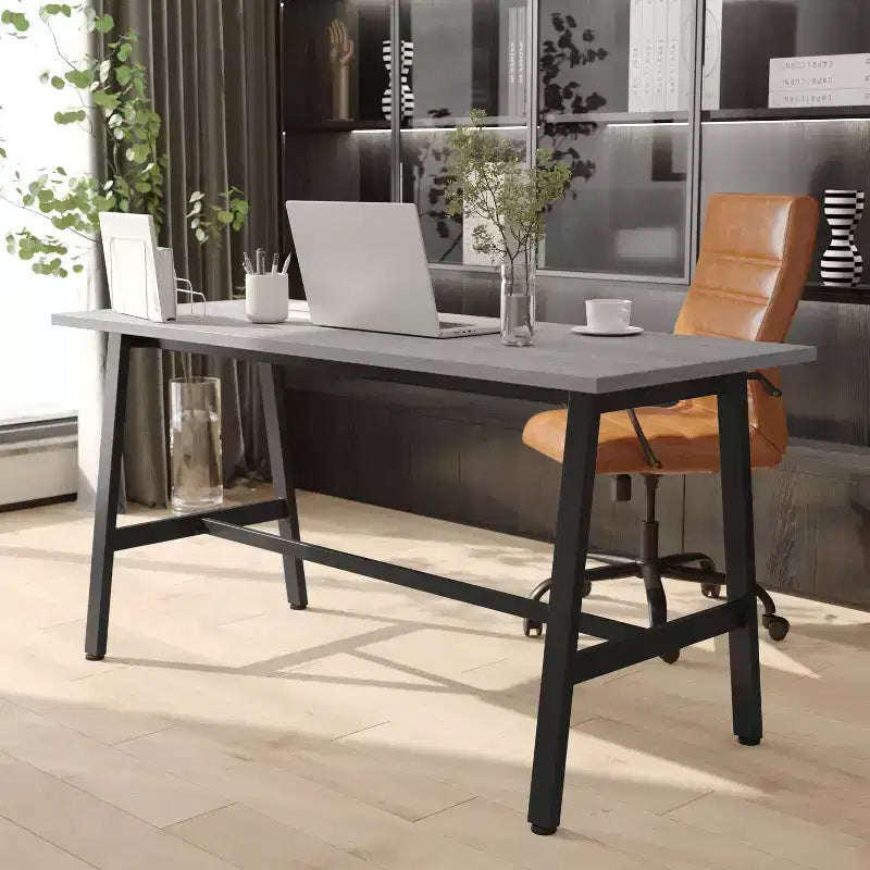 Table à manger ou de jeu Emma et Oliver 60x24 avec plateau stratifié double face et base en acier robuste en forme de A