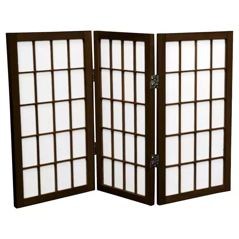 Oriental Furniture 2' Tall 3 Panels Desktop Window Pane Shoji Screen