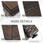 Outsunny Ensemble de 6 pièces de salle à manger de patio extérieur, ensemble de meubles de chaise de canapé en rotin PE tout temps, intérieur/extérieur avec coussins