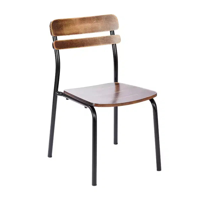 Chaise de salle à manger Emma et Oliver avec cadre en métal et assise et dossier en bois massif à finition antique