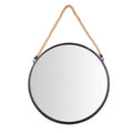 Danya B Framed 20 Decorative Round Black Metal Circle Wall Mirror with Hanging Rope