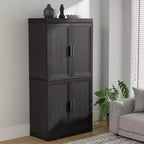 Étagère décorative Dovelina en grain de bois avec portes et cloisons réglables