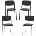 Costway Modern Dining Chairs Set of 4 with Tilted Backrest & Sturdy Metal Legs Plastic Black/White