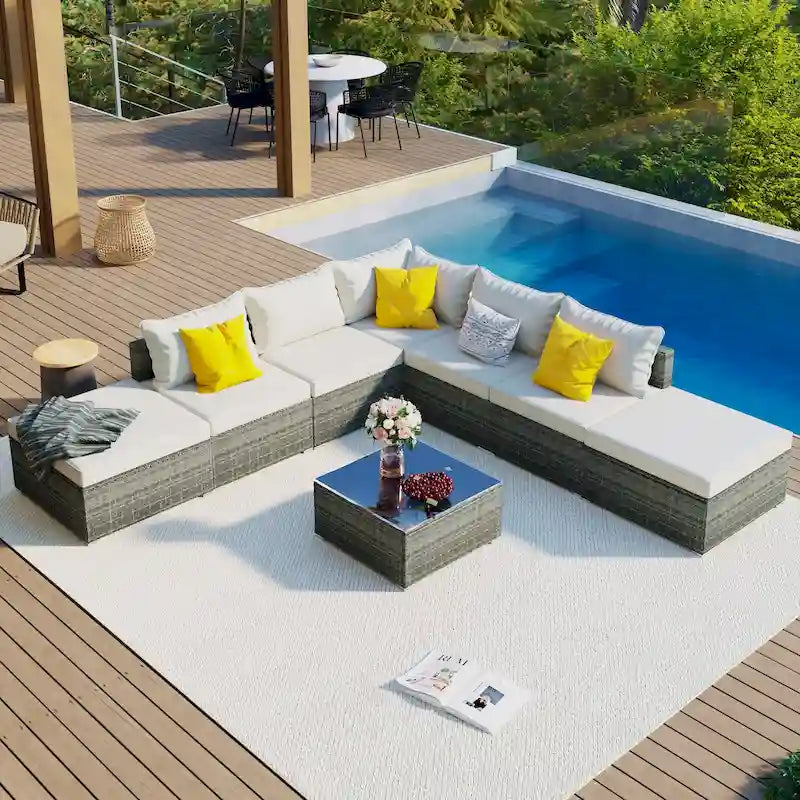 Ensembles de meubles de patio extérieurs 8 pièces