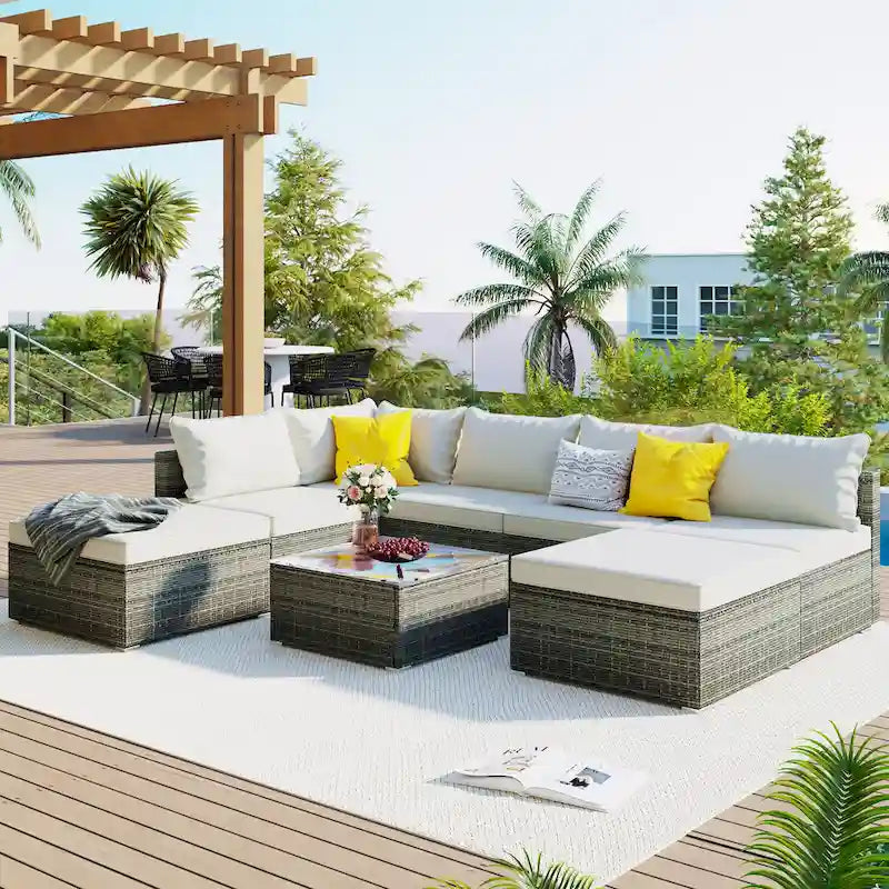 Ensembles de meubles de patio extérieurs 8 pièces