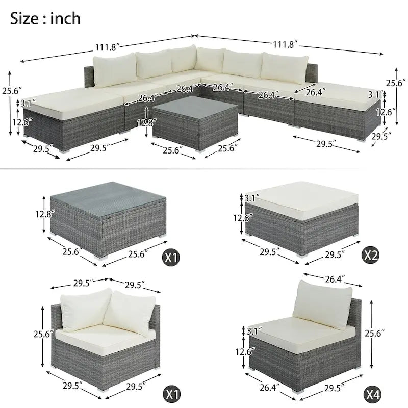 Ensembles de meubles de patio extérieurs 8 pièces