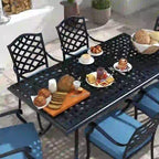 Ensemble de salle à manger rectangulaire Torino Aluminium 7 pièces avec 6 chaises à accoudoirs - N/A