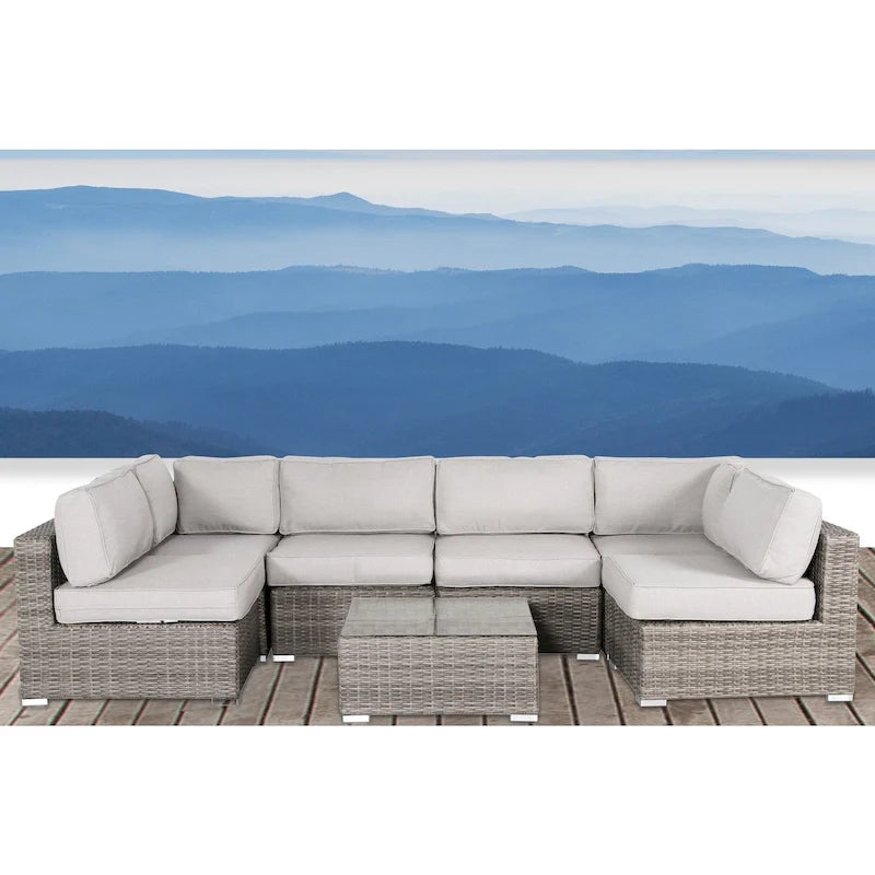 Ensemble de mobilier de jardin 7 pièces en osier Verona Living Source International avec sièges profonds