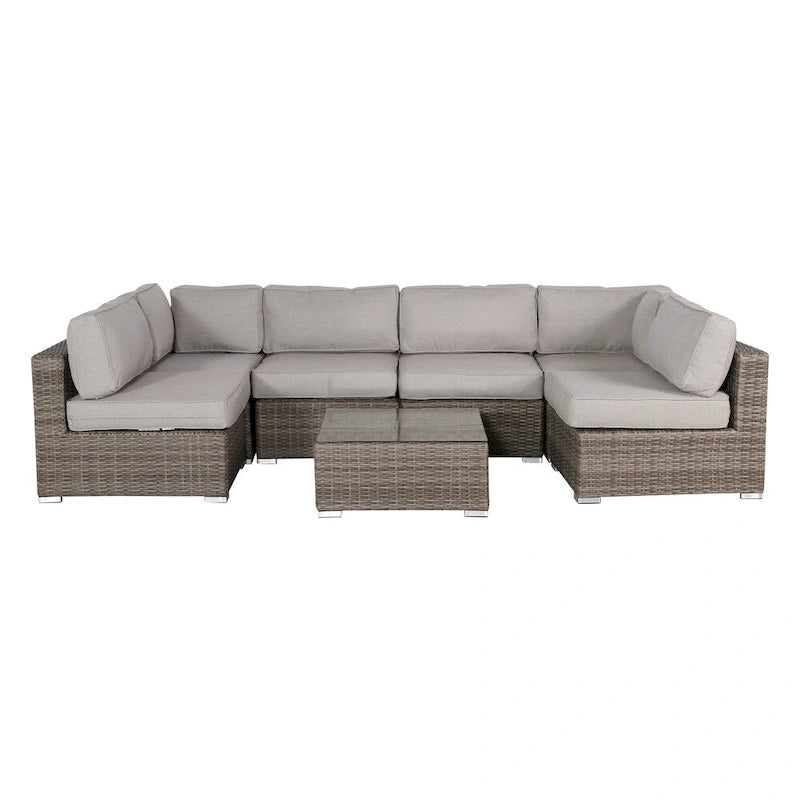 Ensemble de mobilier de jardin 7 pièces en osier Verona Living Source International avec sièges profonds