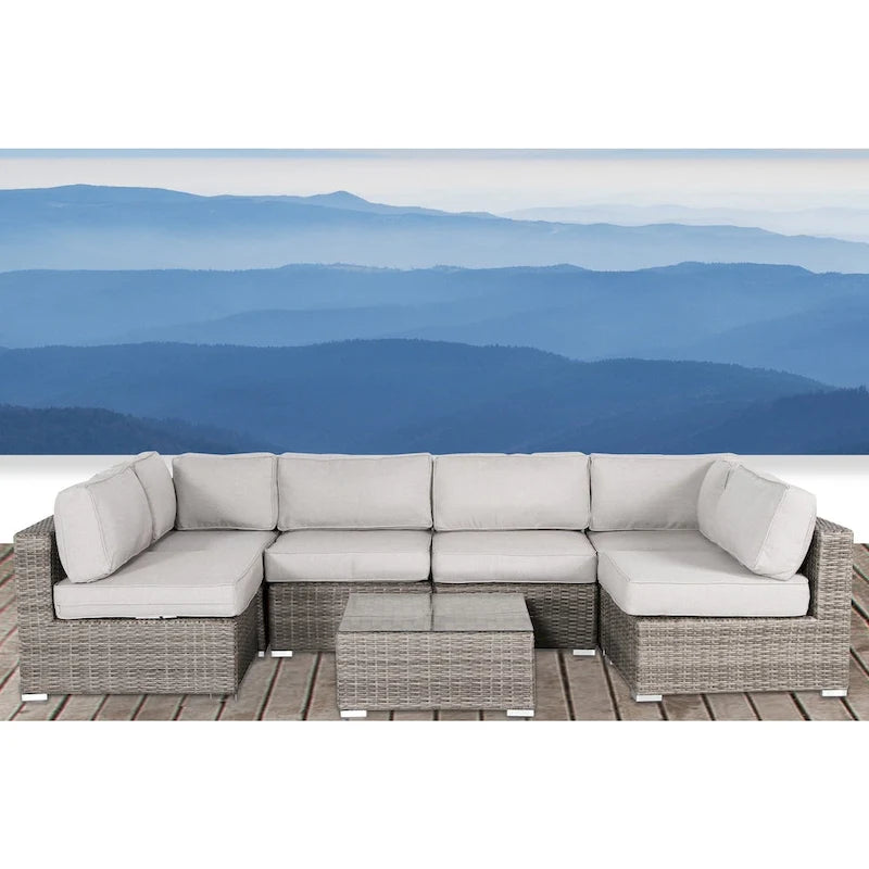 Ensemble de mobilier de jardin 7 pièces en osier Verona Living Source International avec sièges profonds