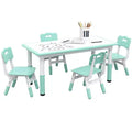 Qaba Kids Table and Chairs, Height Adjustable Toddler Table and Chair Set with Storage, Easy to Wipe for Daycare Classroom