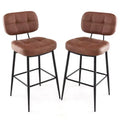 Costway Set of 2/4 Bar Stools with Padded Seat Footrest & Metal Legs PU Leather for Kitchen