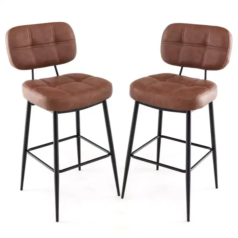 Costway Set of 2/4 Bar Stools with Padded Seat Footrest & Metal Legs PU Leather for Kitchen