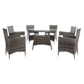 SAFAVIEH Outdoor Sambula, ensemble de salle à manger de patio 7 pièces - 47Wx47Dx29H