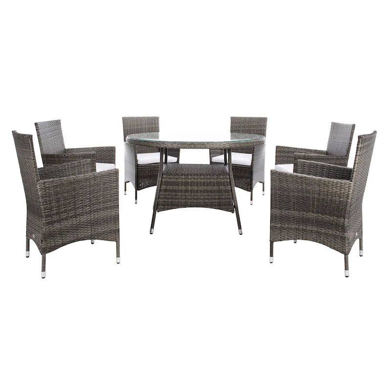 SAFAVIEH Outdoor Sambula, ensemble de salle à manger de patio 7 pièces - 47Wx47Dx29H