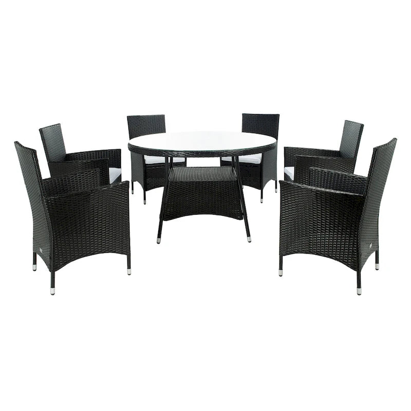 SAFAVIEH Outdoor Sambula, ensemble de salle à manger de patio 7 pièces - 47Wx47Dx29H
