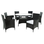 SAFAVIEH Outdoor Sambula, ensemble de salle à manger de patio 7 pièces - 47Wx47Dx29H