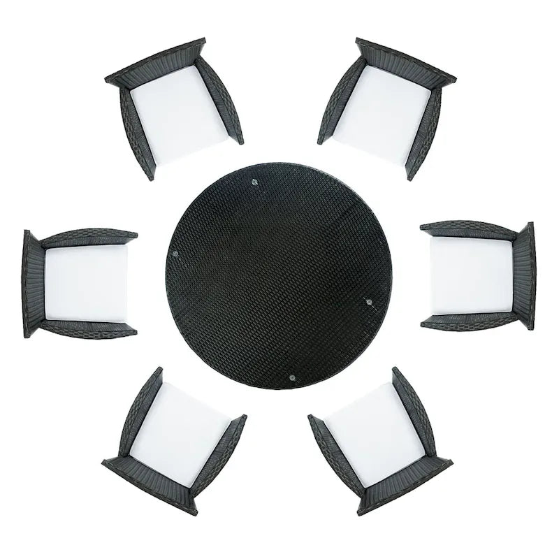 SAFAVIEH Outdoor Sambula, ensemble de salle à manger de patio 7 pièces - 47Wx47Dx29H