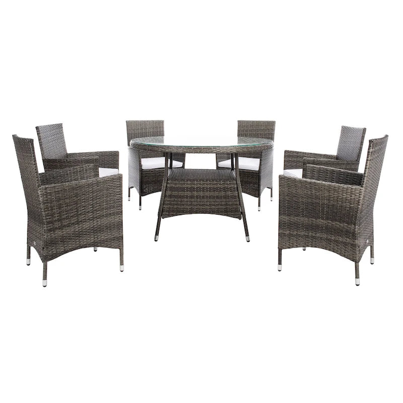 SAFAVIEH Outdoor Sambula, ensemble de salle à manger de patio 7 pièces - 47Wx47Dx29H
