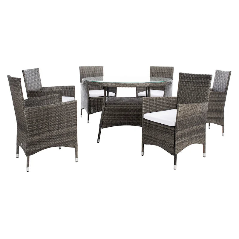 SAFAVIEH Outdoor Sambula, ensemble de salle à manger de patio 7 pièces - 47Wx47Dx29H
