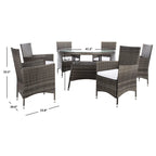 SAFAVIEH Outdoor Sambula, ensemble de salle à manger de patio 7 pièces - 47Wx47Dx29H