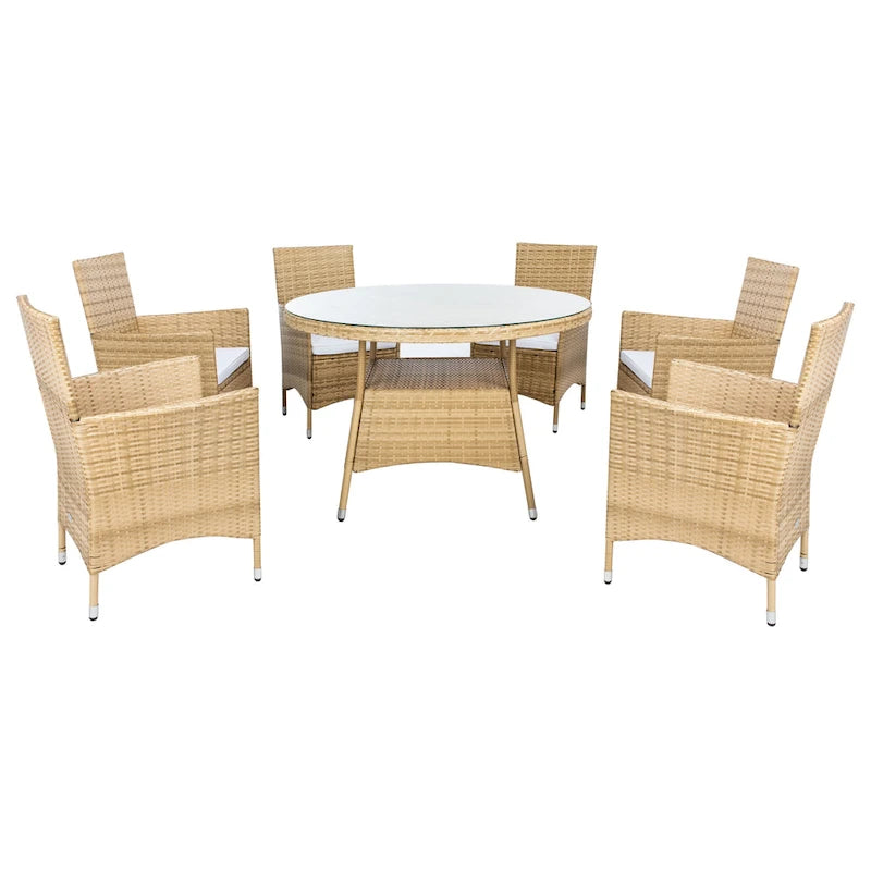 SAFAVIEH Outdoor Sambula, ensemble de salle à manger de patio 7 pièces - 47Wx47Dx29H