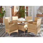 SAFAVIEH Outdoor Sambula, ensemble de salle à manger de patio 7 pièces - 47Wx47Dx29H