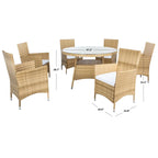SAFAVIEH Outdoor Sambula, ensemble de salle à manger de patio 7 pièces - 47Wx47Dx29H