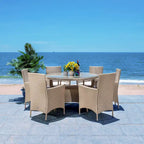 SAFAVIEH Outdoor Sambula, ensemble de salle à manger de patio 7 pièces - 47Wx47Dx29H