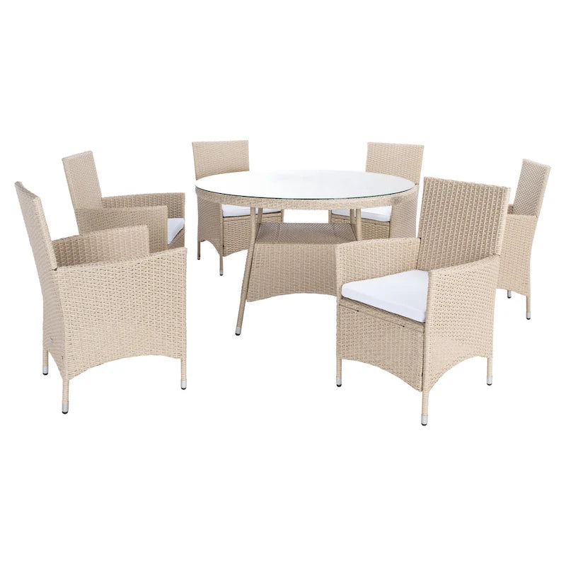 SAFAVIEH Outdoor Sambula, ensemble de salle à manger de patio 7 pièces - 47Wx47Dx29H
