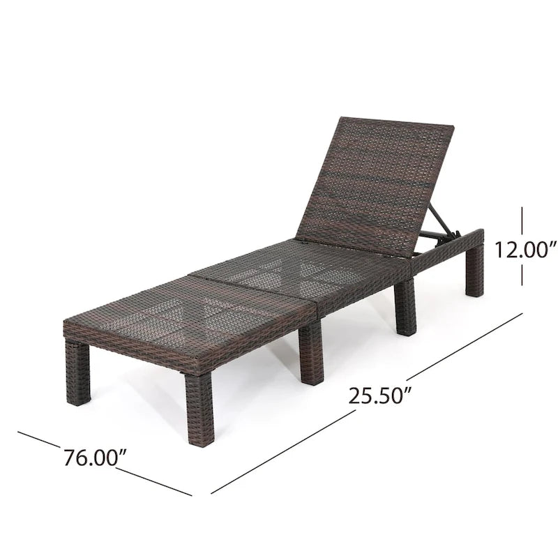Chaise longue d'extérieur en osier avec coussin de Jamaica (lot de 4) par Christopher Knight Home