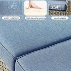 OVIOS Ensemble de mobilier de patio en osier gris 6 pièces avec brasero rectangulaire