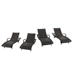 Chaises longues inclinables en osier avec accoudoirs Salem (lot de 4) par Christopher Knight Home