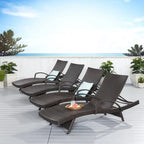 Chaises longues inclinables en osier avec accoudoirs Salem (lot de 4) par Christopher Knight Home