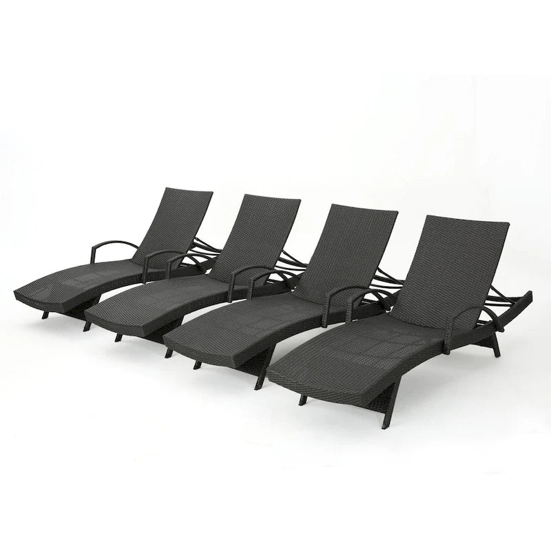 Chaises longues inclinables en osier avec accoudoirs Salem (lot de 4) par Christopher Knight Home