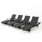 Chaises longues inclinables en osier avec accoudoirs Salem (lot de 4) par Christopher Knight Home