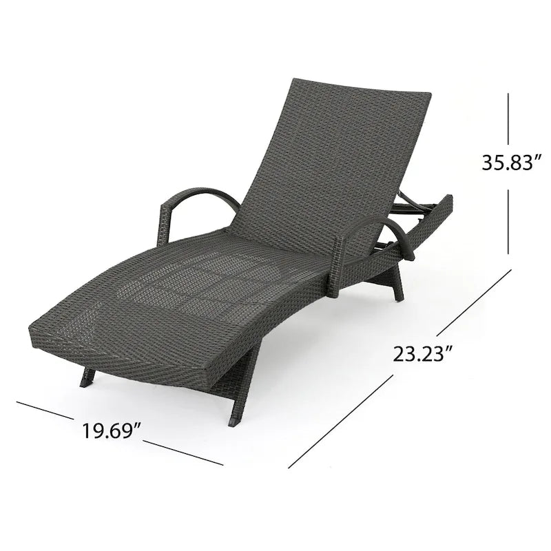 Chaises longues inclinables en osier avec accoudoirs Salem (lot de 4) par Christopher Knight Home